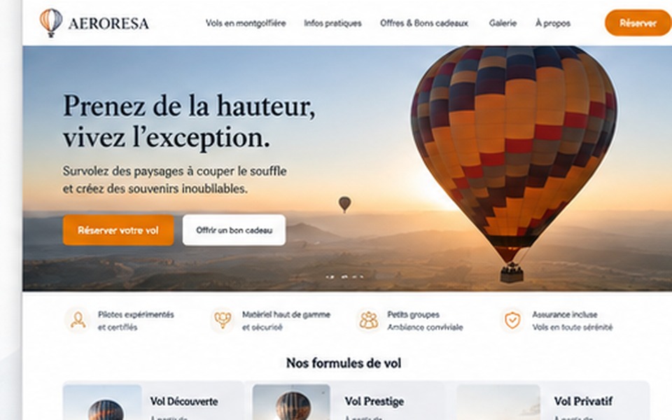Capture du site AERORESA réalisé par IWAN