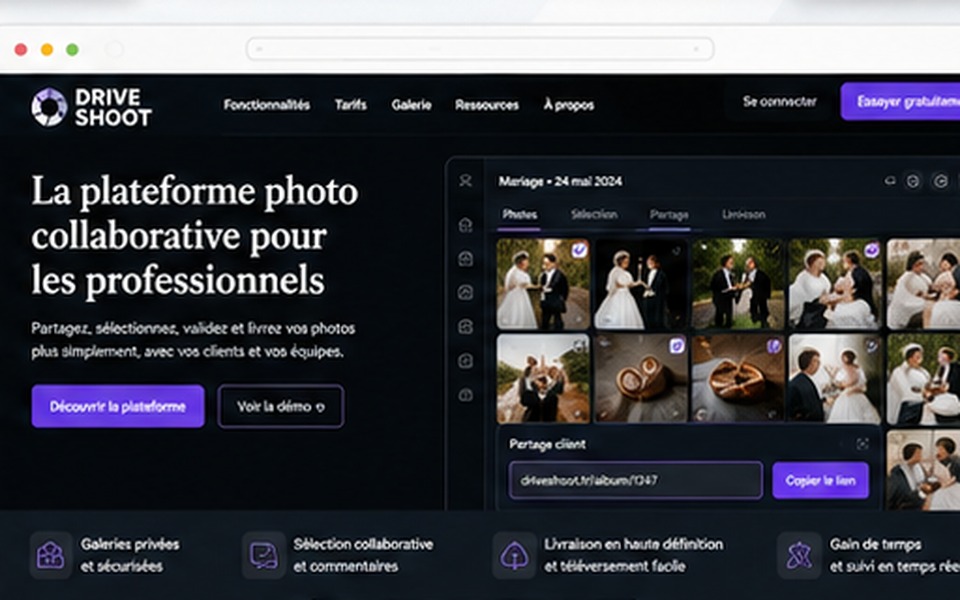 Capture de DriveShoot, plateforme photo collaborative développée par IWAN