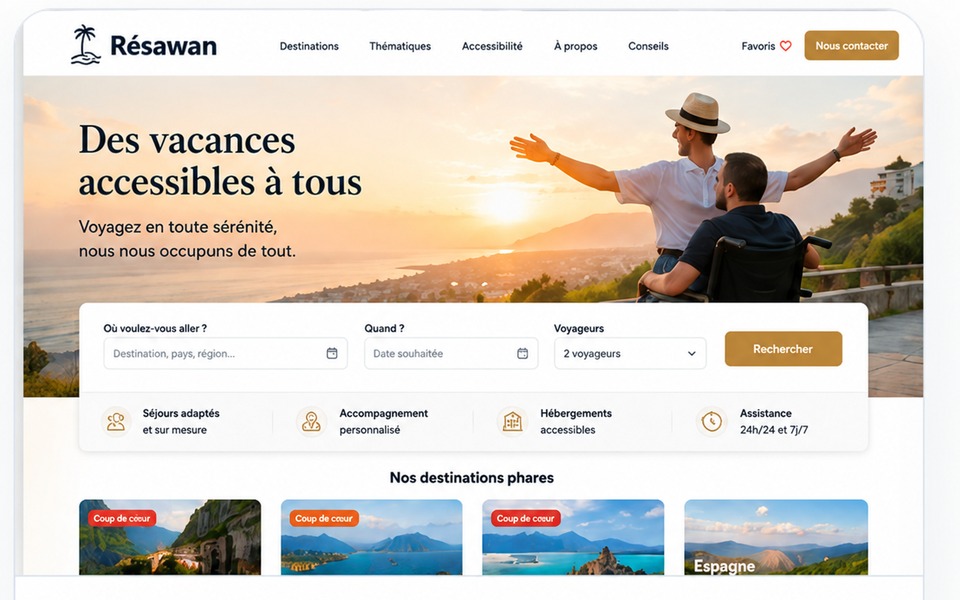 Capture du site Résawan réalisé par IWAN pour les vacances adaptées